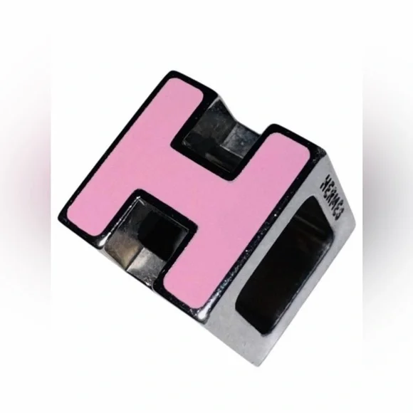 Hermès AUTHENTIC H Cube Cage d’H d’Ash Silver Bubblegum Pink Block Pendant - Picture 1 of 16